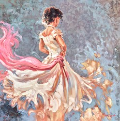 Flamenco In White by Mark Spain - Original Painting on Stretched Canvas sized 24x24 inches. Available from Whitewall Galleries